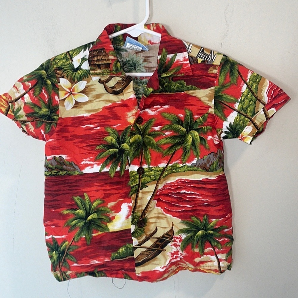 RJC Hawaiian brightly colored button down shirt boys size 4T